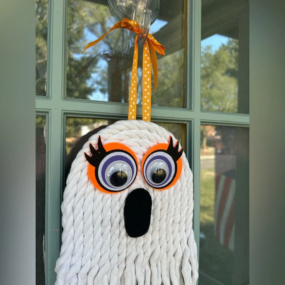 Handmade Halloween Decor DIY Hand Craft Boho Rope Ghost Spooky Hanging Wall Art